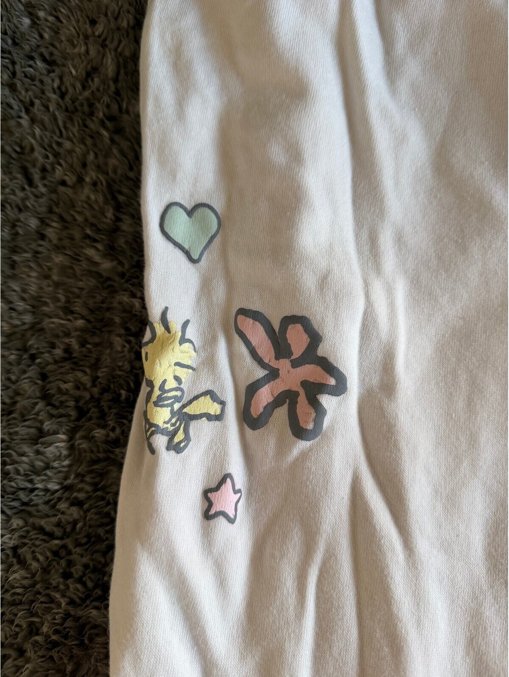 Peanuts Hybrid XL White Lounge Pants with Snoopy and Woodstock Graphics - Picture 3 of 4